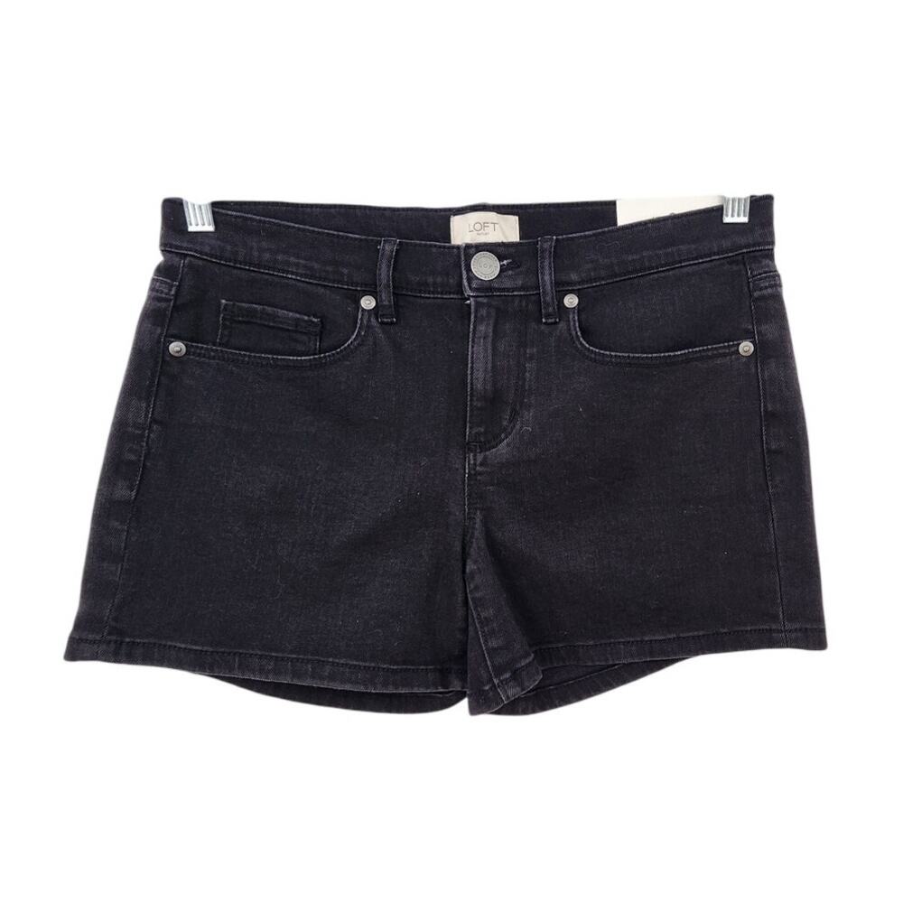 New NWT Loft Black Wash Denim Shorts‎ 4" Inseam Casual Summer Size 0